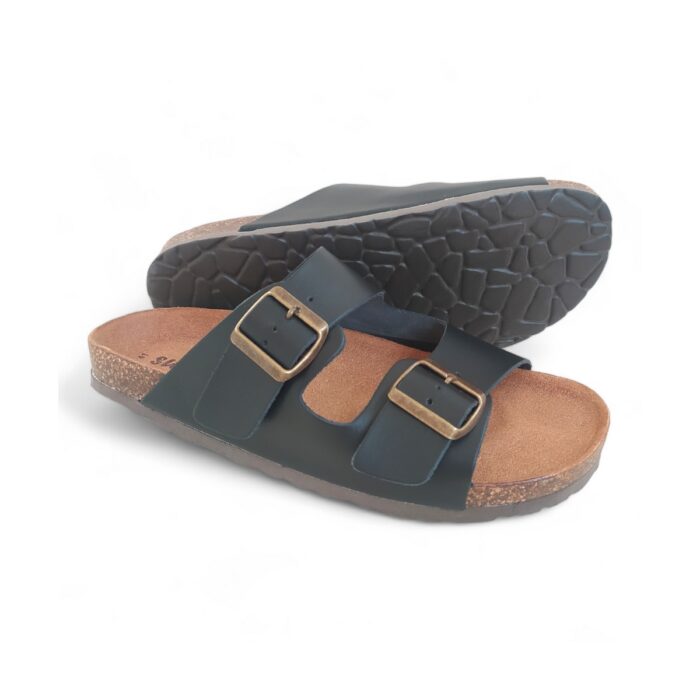 CIABATTA UOMO IN NABUK GRASSATO NERO E PLANTARE ANATOMICO IN PELLE - immagine 3