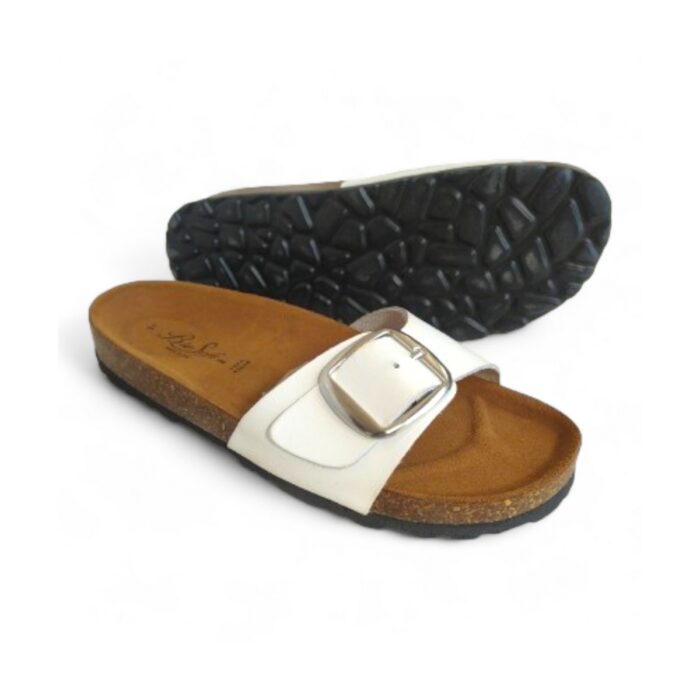 CIABATTA DONNA IN PELLE CON FIBBIA REGOLABILE E SOLETTA ANATOMICA - immagine 2