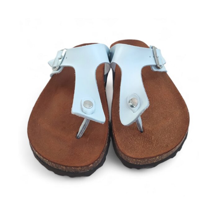 CIABATTA DONNA INFRADITO IN PELLE BIANCA CON PLANTARE ANATOMICO IN PELLE - immagine 2