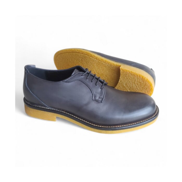 SCARPA SPORTIVA UOMO IN VITELLO GRIGIO E FONDO GOMMA - immagine 2