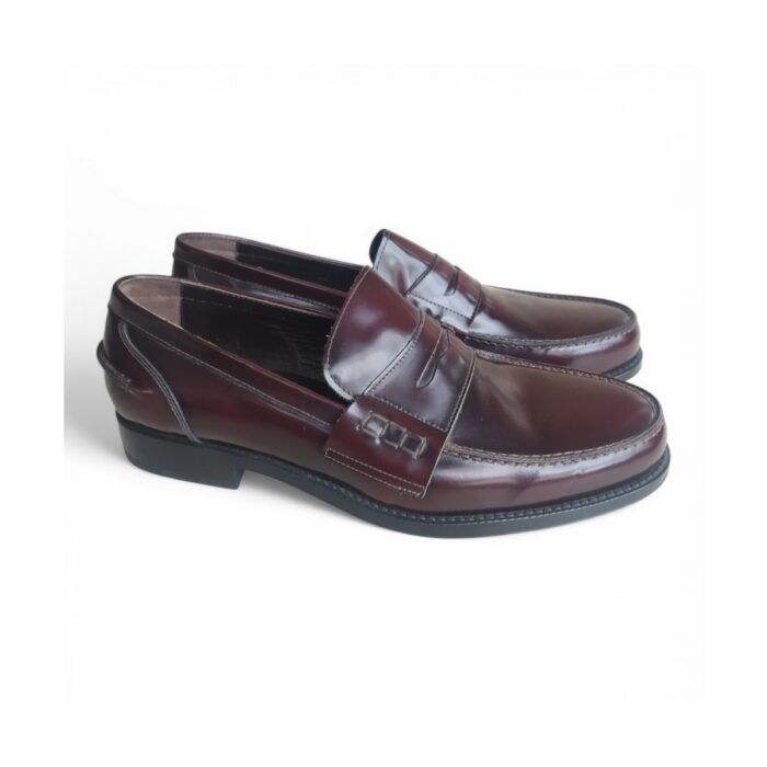 MOCASSINO UOMO SENZA STRINGHE IN PELLE LUCIDA BORDEAUX