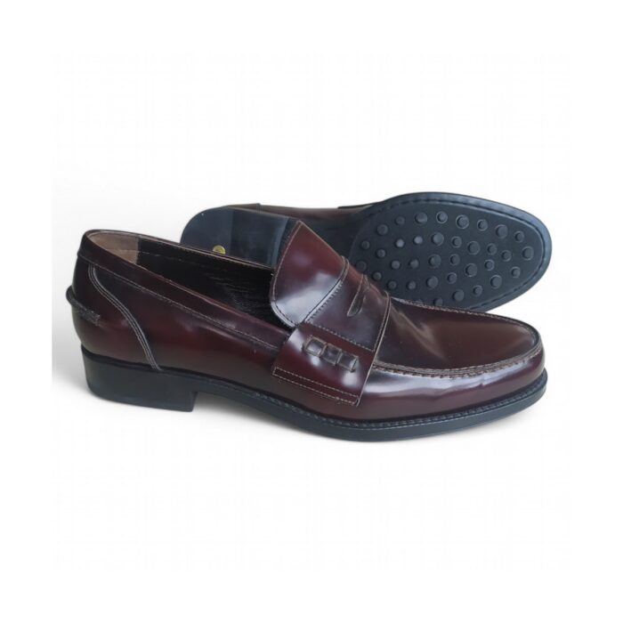 MOCASSINO UOMO SENZA STRINGHE IN PELLE LUCIDA BORDEAUX - immagine 2