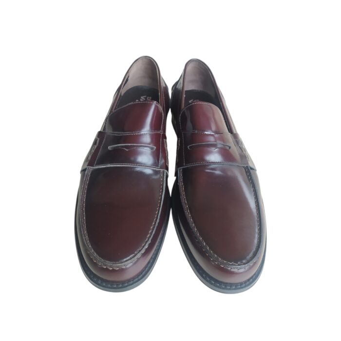 MOCASSINO UOMO SENZA STRINGHE IN PELLE LUCIDA BORDEAUX - immagine 3