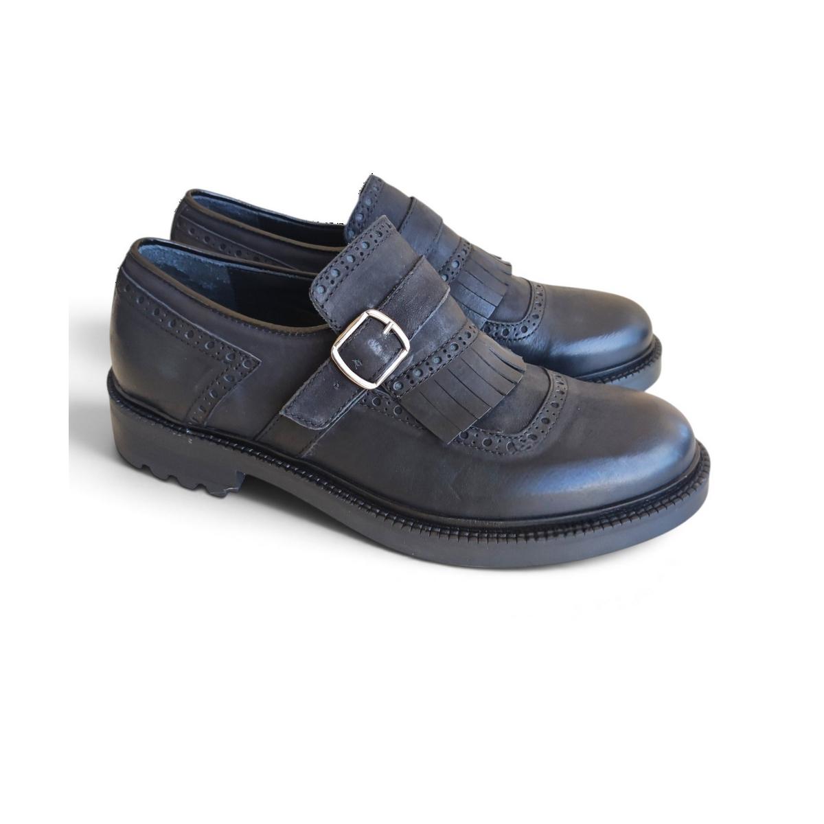 Scarpe Uomo Senza Lacci in Pelle Nabuk Grassato – Con Fibbia e Frangia